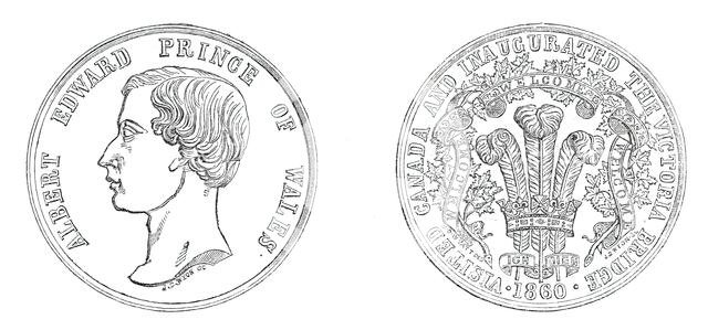 Medal struck to commemorate the Prince of Wales's visit to Canada and the inauguration..., 1860. Creator: Unknown.