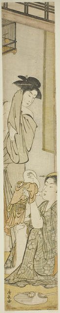 Two Women and a Child after a Bath, c. 1782. Creator: Torii Kiyonaga.