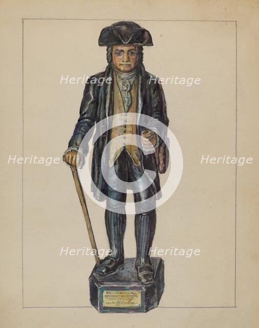 Figure of Knickerbocker, c. 1936. Creator: Gilbert Sackerman.