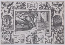 Medea Flees from Jason (L'épée au poing court Jason la poursuivre mais ne peut celle en vi..., 1563. Creator: Rene Boyvin.