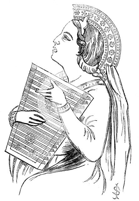 Woman playing a playing a Psaltery, c1840. Artist: Unknown