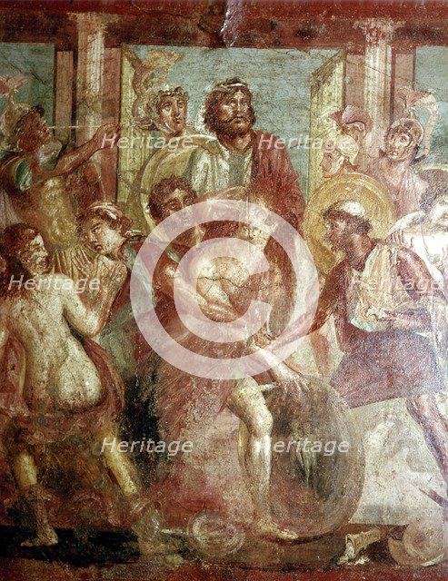 Roman wallpainting of Achilles hiding in Scyros, the House of the Dioscuri, Pompeii.  Creator: Unknown.