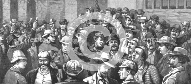 ''The Transvaal Gold Fields and how to reach them--Scene in the Open-Air 'Change, Johanne...', 1890. Creator: Unknown.