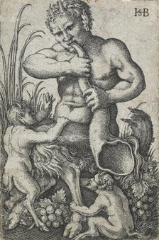Satyr sounding a horn, 1531-1550. Creator: Sebald Beham.