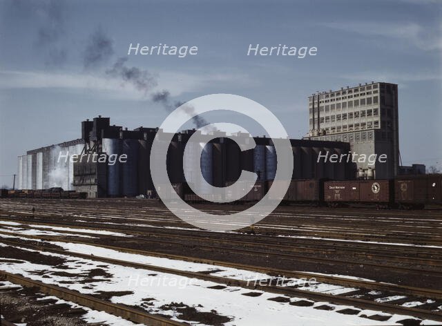The giant Santa Fe R.R. 10 million bushel grain elevator, Kansas, 1943. Creator: Jack Delano.