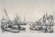 View of the new London Bridge from the pool of the River Thames, 1841. Artist: William Parrott