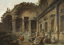Interior of the Temple of Diana at Nimes, unknown date. Creator: Hubert Robert.