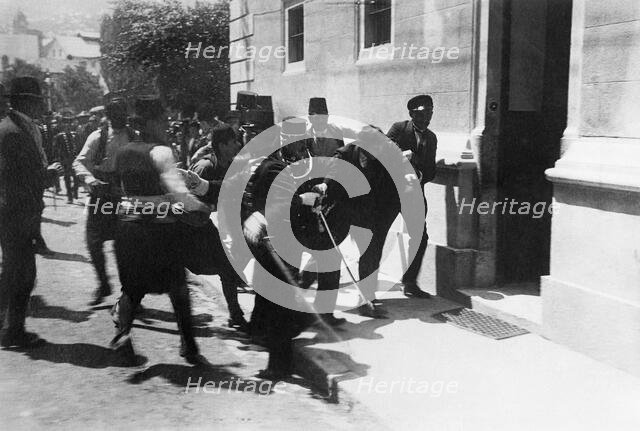 The arrest of the assassin Gavrilo Princip on June 28, 1914, 1914. Creator: Anonymous.