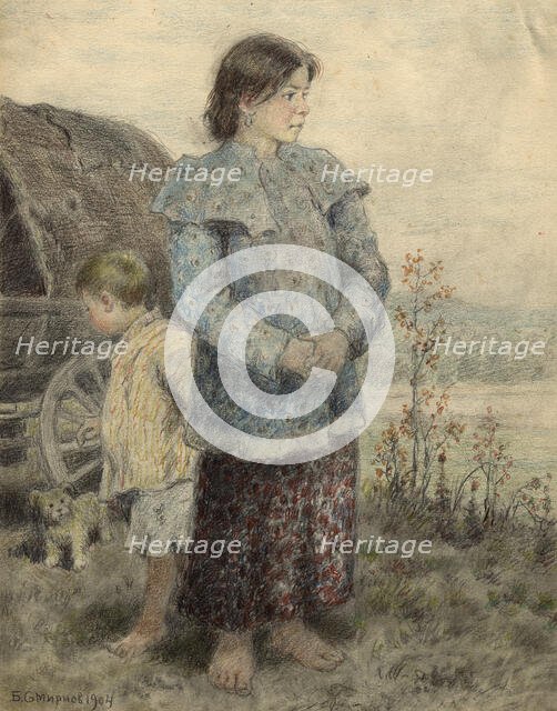 Children of Migrants on the Road, 1904. Creator: Boris Vasilievich Smirnov.