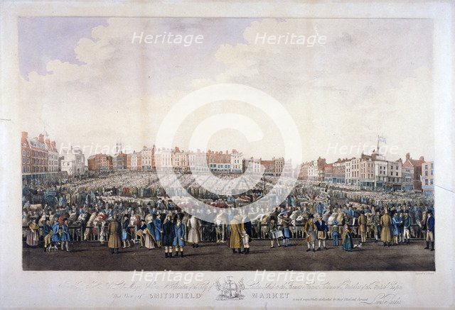 Smithfield Market, West Smithfield, City of London, c1825.                                           Artist: Nathaniel Whittock