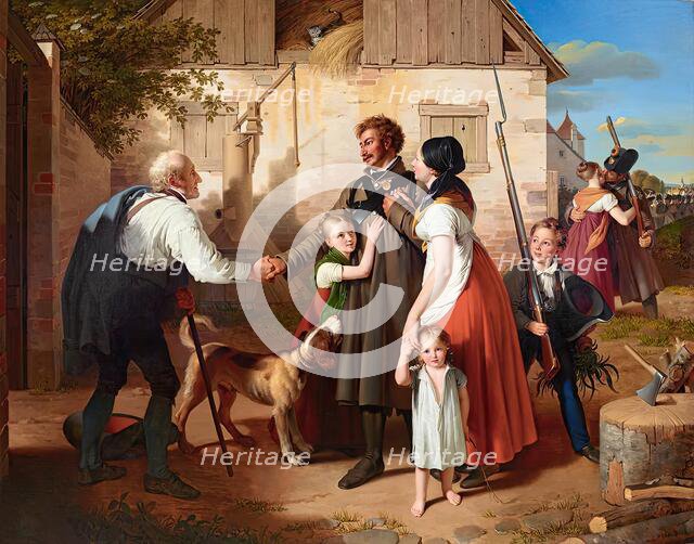 The homecoming of the military man, 1820. Creator: Peter Fendi.