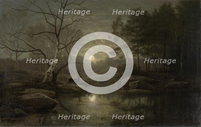 Forest Landscape in the Moonlight, 1861. Creator: Georg Eduard Otto Saal.
