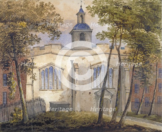 West view of the Church of St Helen, Bishopsgate, City of London, c1810. Artist: William Pearson