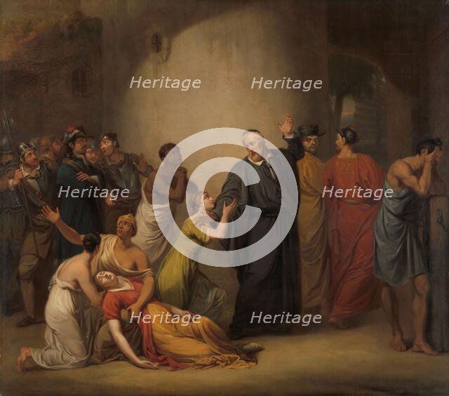 The Voluntary Sacrifice of Reverend Hambroeck on Taiwan, 1662, 1810. Creator: Nicolaas Pieneman.