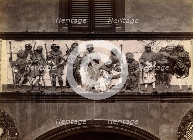 Ospedale del Ceppo, Pistoia: part of the sculpted relief of the works of mercy, c1860s. Creator: Fratelli Alinari.