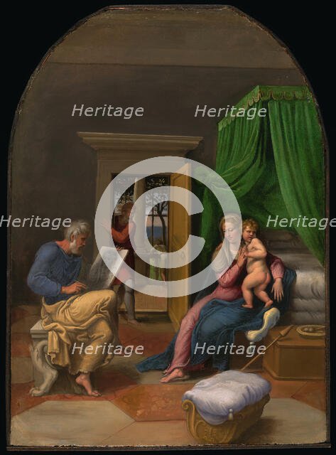 Saint Luke Drawing the Virgin and Christ Child, c. 1535. Creator: Girolamo da Carpi.