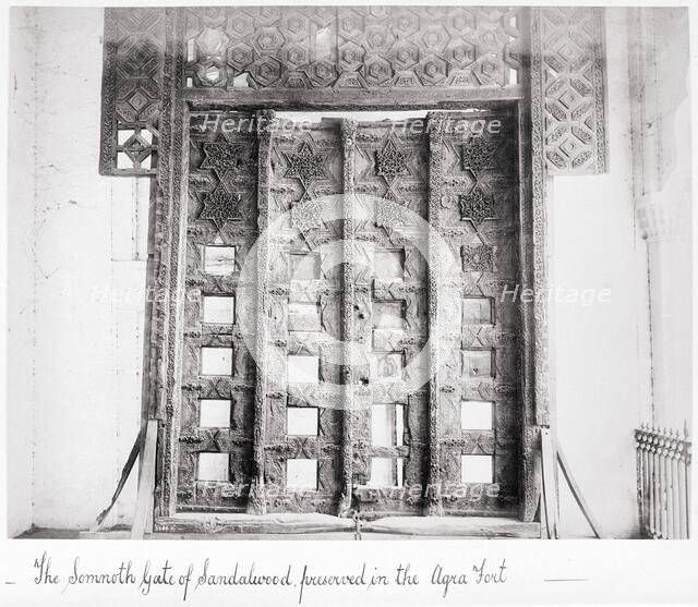 The Somnoth Gate of Sandalwood, Preserved in the Agra, Late 1860s. Creator: Samuel Bourne.