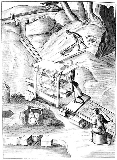 Washing ore to extract gold, 1683. Artist: Unknown