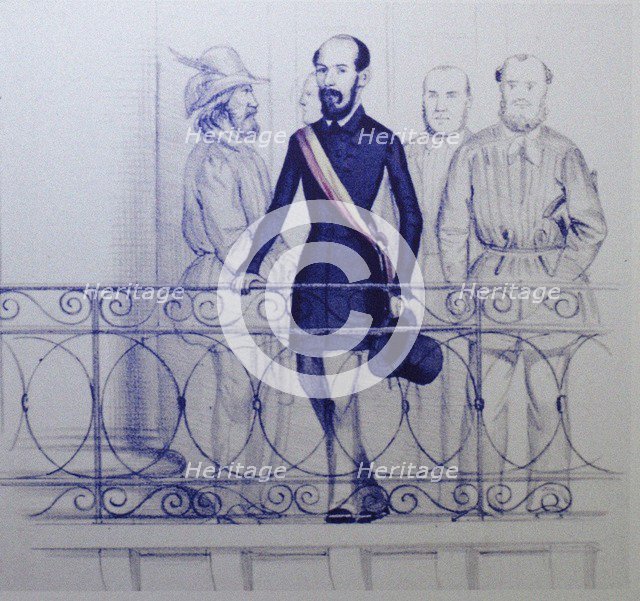 Lorenzo Brentano on the balcony of the Rathaus in Karlsruhe. Artist: Anonymous  