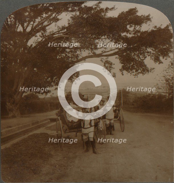 Cabs drawn by natives on a residence road, Durban, S. Africa', c1900. Artist: Unknown.