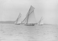 Three 19 Metres yachts racing, 1913. Creator: Kirk & Sons of Cowes.