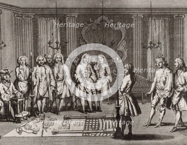 The French Freemasons initiation ceremony, 18th century. Artist: Anonymous  