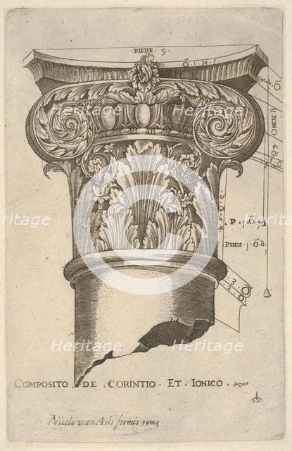 Composite capital with measurements, ca. 1537. Creator: Master GA.