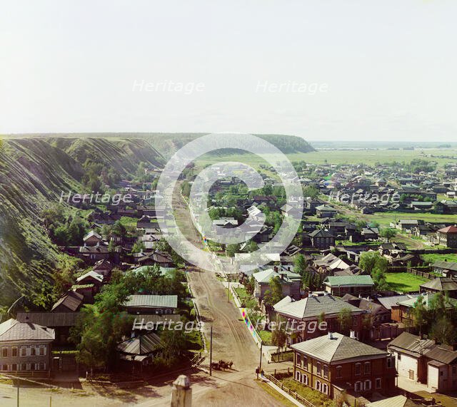 View of the city of Tobolsk from Assumption Cathedral from the northwest, 1912. Creator: Sergey Mikhaylovich Prokudin-Gorsky.