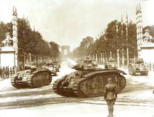 Bastille Day military review, Champs Elysees, Paris, 1930s(?). Artist: Unknown