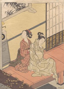 Evening Chime of the Clock (Tokei no bansho), from the series “Eight Parlor Views” (Za..., ca. 1766. Creator: Suzuki Harunobu.