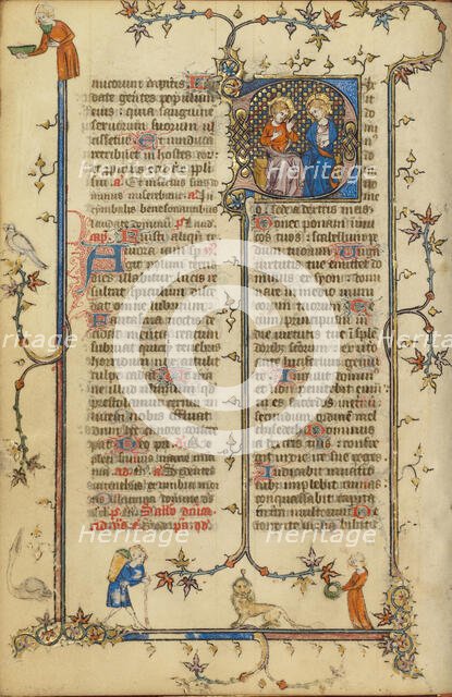 Initial D: God the Father and Christ; Breviary, about 1320-1325. Creator: Unknown.
