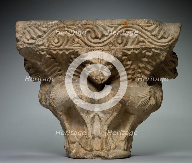 Capital with Addorsed Quadrupeds, late 1100s - early 1200s. Creator: Unknown.