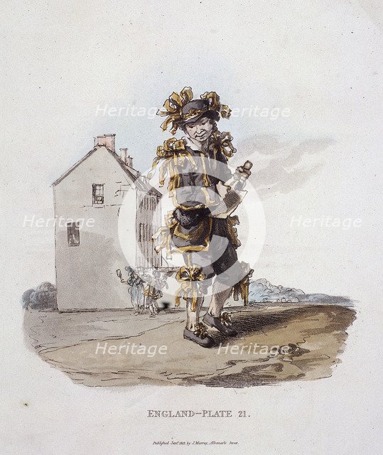 A chimney-sweep dressed in May Day costume, Provincial Characters, 1813. Artist: Anon