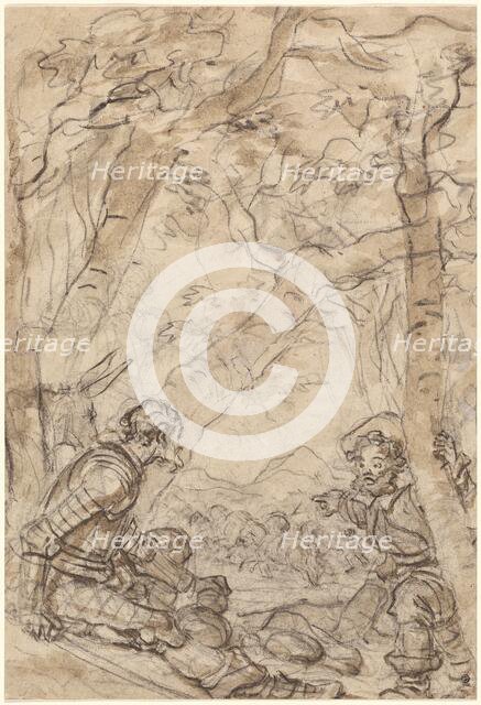 Don Quixote and Sancho Panza Witness the Attack on Rocinante, 1780s. Creator: Jean-Honore Fragonard.