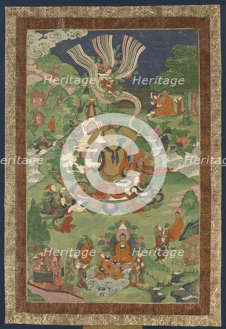Thangka with Scenes from the Life of the Buddha, Second Half of the 19th cen.. Creator: Tibetan culture.