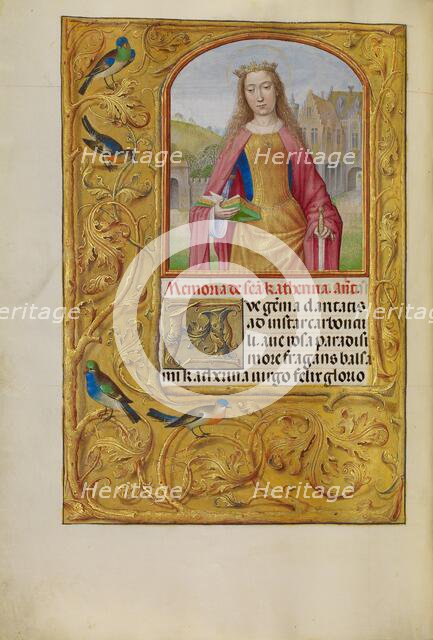Saint Catherine with a Sword and a Book; Spinola Hours, about 1510-1520. Creator: Workshop of Master of the First Prayer Book of Maximilian.