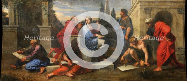 Aspasia surrounded by Greek philosophers. Artist: Corneille, Michel, the Younger (1642-1708)