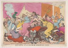 Breaking Up of the Blue Stocking Club, March 1, 1815., March 1, 1815. Creator: Thomas Rowlandson.