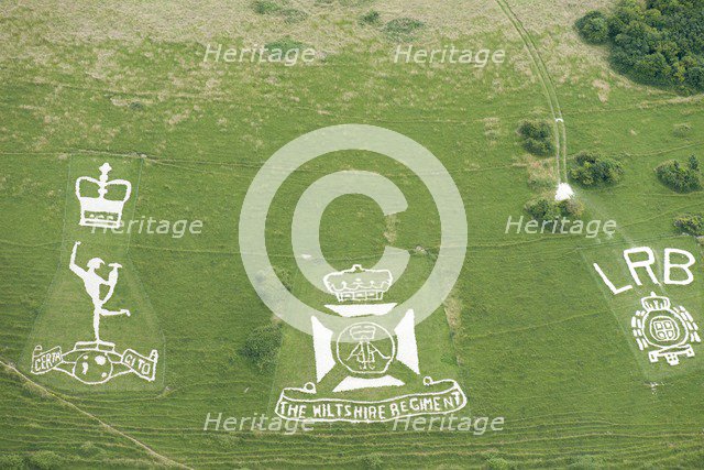 Chalk military badges, Fovant Down, Wiltshire, 2016. Creator: Historic England Staff Photographer.
