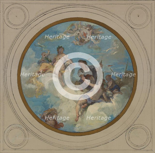 Sketch for the town hall in Pantin: Allegories of the Canal de l'Ourcq, Labour and Navigat..., 1886. Creator: Henri Leopold Levy.