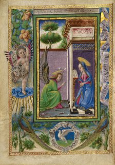 The Annunciation; Gualenghi-d'Este Hours, about 1469. Creator: Taddeo Crivelli.