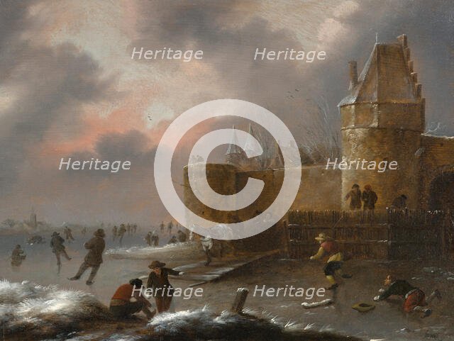 Winter Landscape with Skaters, about 1660. Creator: Klaes Molenaer.