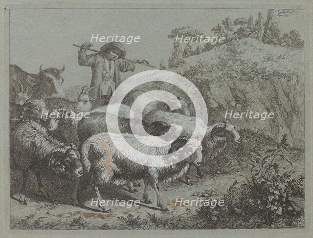 Shepherd with his Flock. Creator: Francesco Londonio.