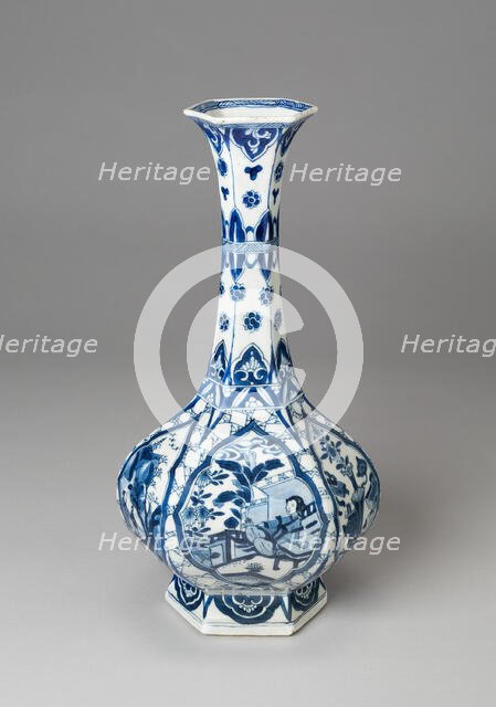 Vase with Figures, Landscape, and Auspicious Symbols, Qing dynasty, Kangxi period (1662-1722). Creator: Unknown.
