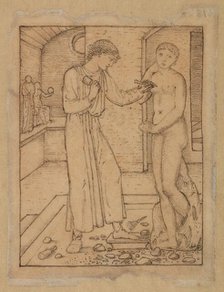 Pygmalion and the Image - Study for Pygmalion fashioning the Image, 1867. Creator: Sir Edward Coley Burne-Jones.