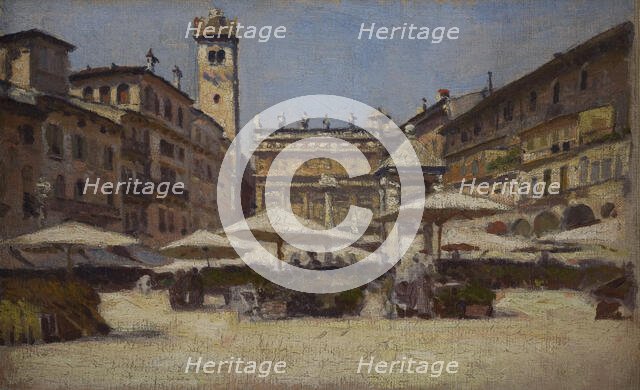 Piazza delle Erbe in Verona, c1900. Creator: Aleksander Gierymski.
