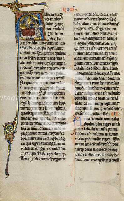 Initial A: Judith Beheading Holofernes; Marquette Bible, about 1270. Creator: Unknown.