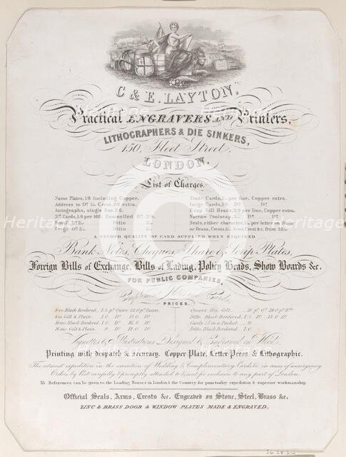 Trade Card for Charles and Edwin Layton, Engravers and Printers, ca. 1800., ca. 1800. Creator: Anon.