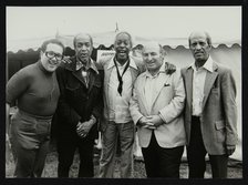 Duffy Jackson, Slam Stewart, Sonny Stitt, George Wein and an unidentified musician, London, 1979. Artist: Denis Williams