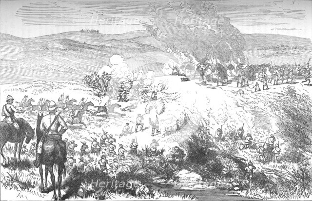 'Fight Between the Galekas and the Fingoes at Butterworth River, Oct, 4, 1877', c1880. Artist: Unknown.